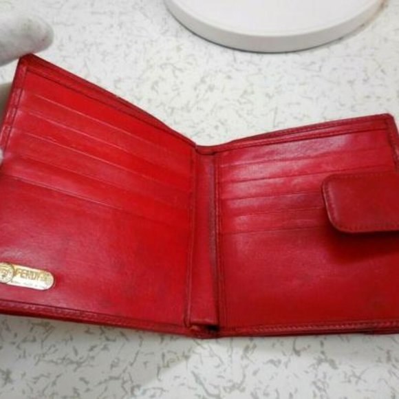 Fendi Leopard Print Canvas Red Leather Bi-fold - Picture 3 of 8